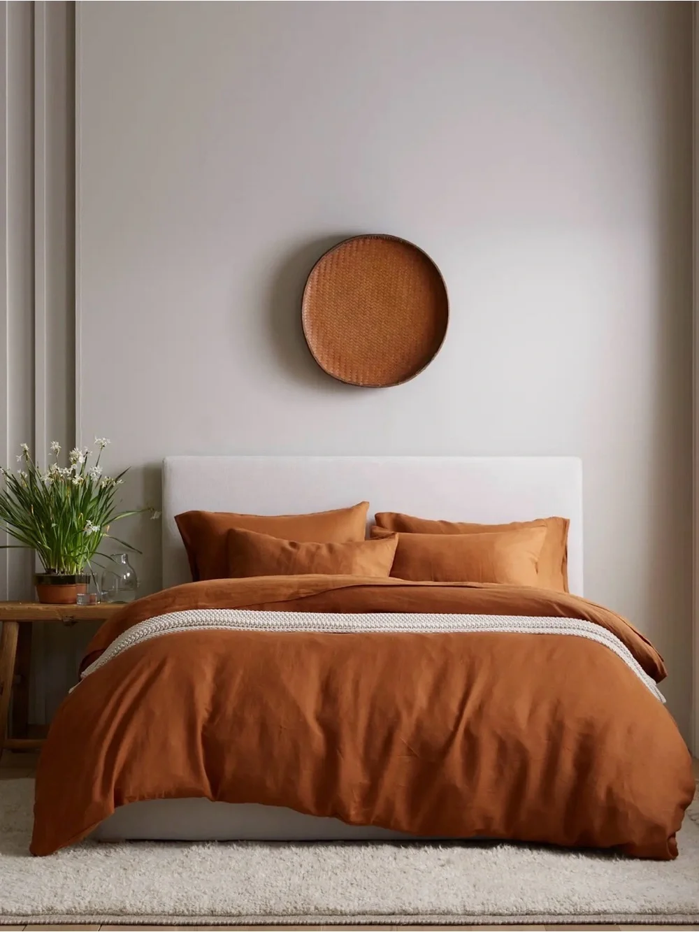 Quince European Linen Duvet Cover Set, King/Cal King, Terracotta
